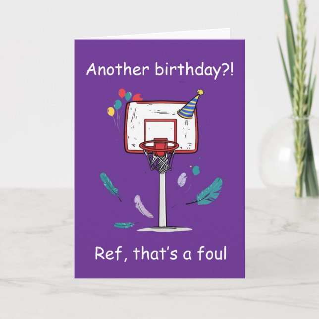 Carte Célébration d'anniversaire de basket-ball avec fau (Devant)