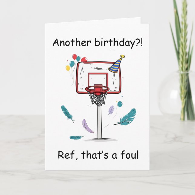 Carte Célébration d'anniversaire de basket-ball avec fau (Devant)