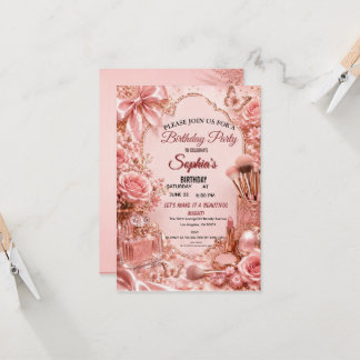 Carte Célébration d'anniversaire de beauté Rose Gold Gla
