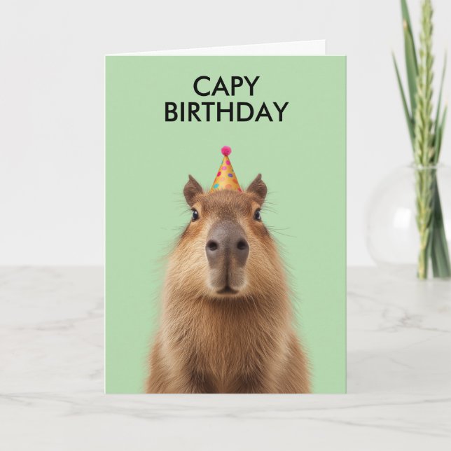Carte Célébration d'anniversaire de capybara (Devant)