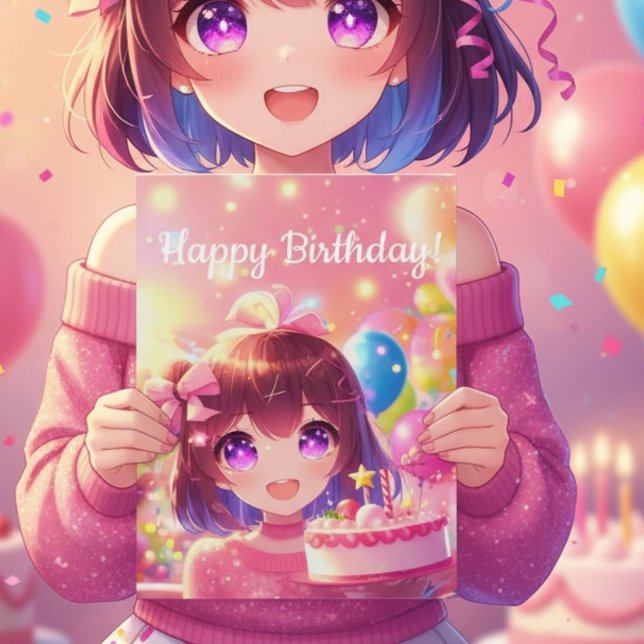 Carte Célébration d'anniversaire de fille dans le style  (Créateur téléchargé)