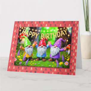 Carte Célébration d'anniversaire des nains de jardin fes