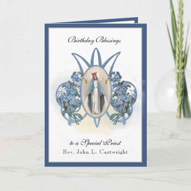 Carte Célébration d'anniversaire Vierge Marie Élégant Re (Devant)