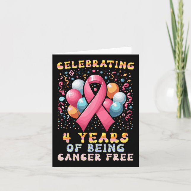 Carte Célébration De 4 Ans D'Être Sans Cancer Ca Du Sein (Devant)