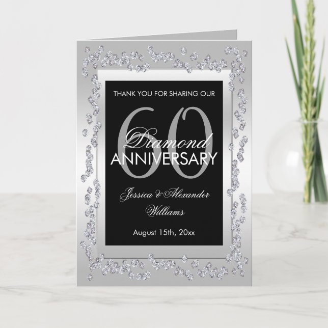 Carte Célébration de 60 ans de Mariage Diamants Argent É (Devant)