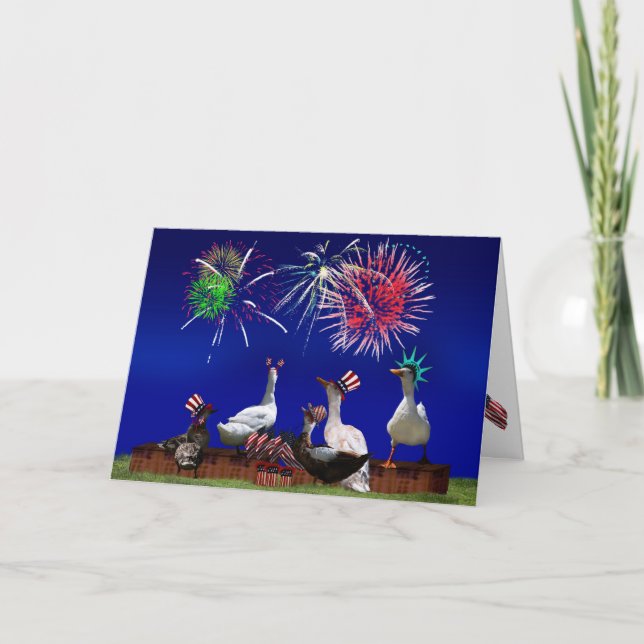Carte Célébration de canard pour le 4 juillet (Devant)