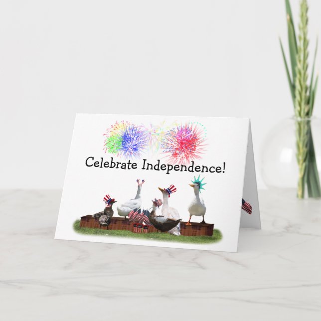 Carte Célébration de canard pour le 4 juillet (Devant)