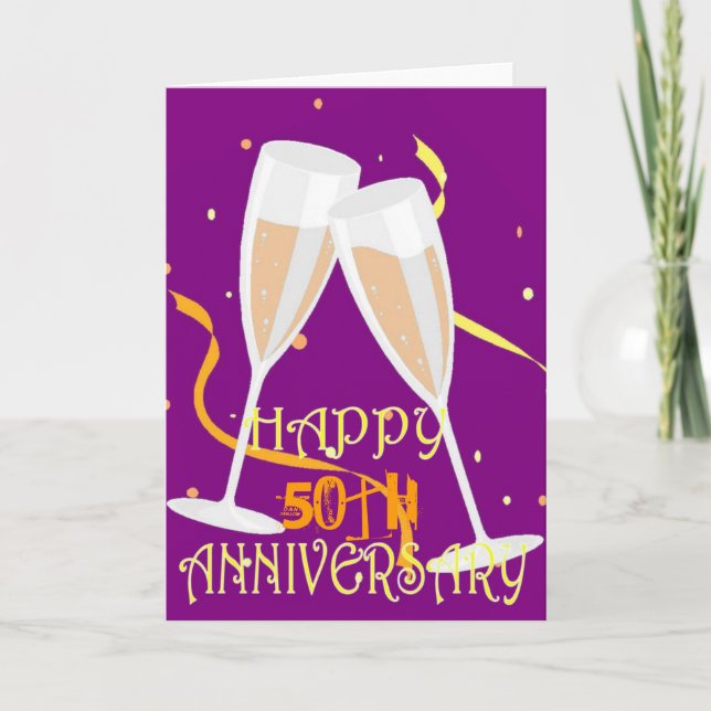 Carte célébration de champagne d'anniversaire de mariage (Devant)