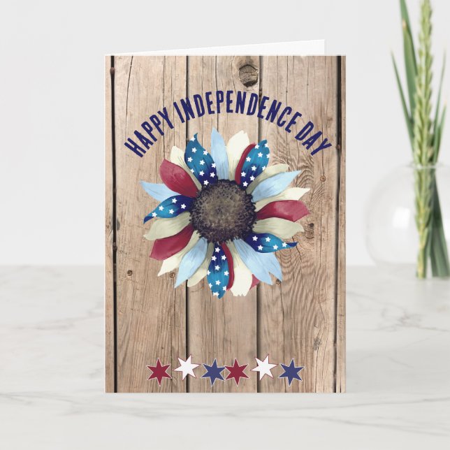 Carte Célébration de la fête de l'indépendance Fleur Ble (Devant)