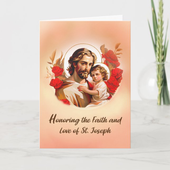 Carte Célébration de la Fête de Saint Joseph avec des Ro (Devant)