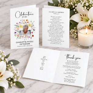 Carte Célébration de la vie de fleurs sauvages Photo Mer