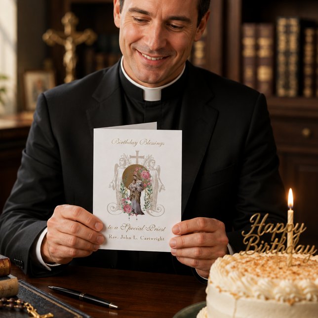 Carte Célébration de l'anniversaire du prêtre Vierge Mar (Créateur téléchargé)