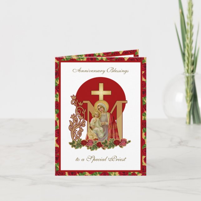 Carte Célébration de l'anniversaire d'un prêtre Vierge M (Devant)
