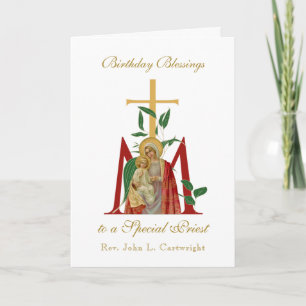Carte Célébration de l'anniversaire d'un prêtre Vierge M