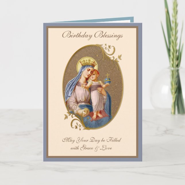 Carte Célébration de l'anniversaire Vierge Marie Jésus R (Devant)