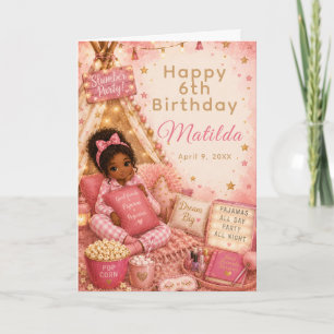 Carte Célébration de pyjama party rose