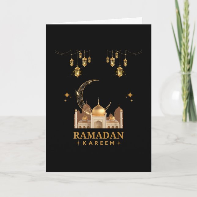 Carte Célébration de Ramadan Kareem à la Florale Dorée (Devant)