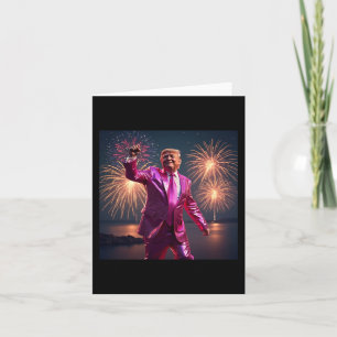 Carte Célébration de Trump Nouvel An 2025 tenue rose vib