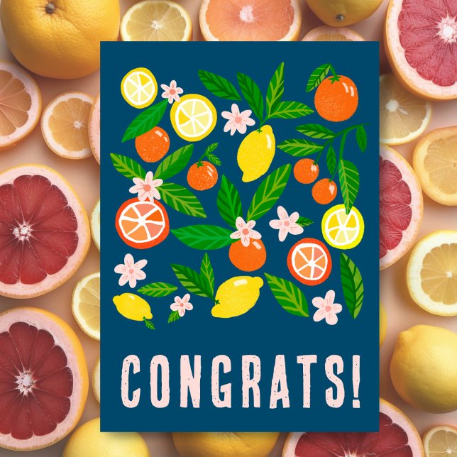 Carte Célébration des agrumes Félicitations colorées per (Citrus Celebration Custom Colorful CONGRATULATIONS Greeting Card
)