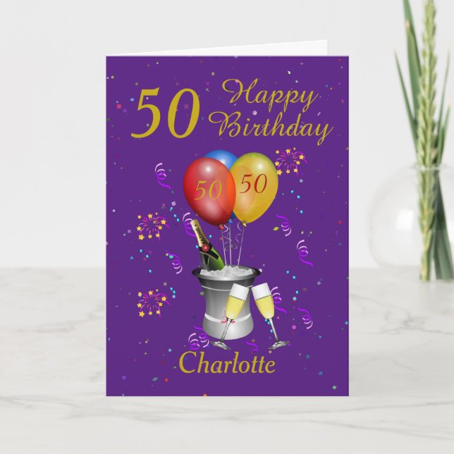 Carte Célébration du 50e anniversaire Purple (Devant)