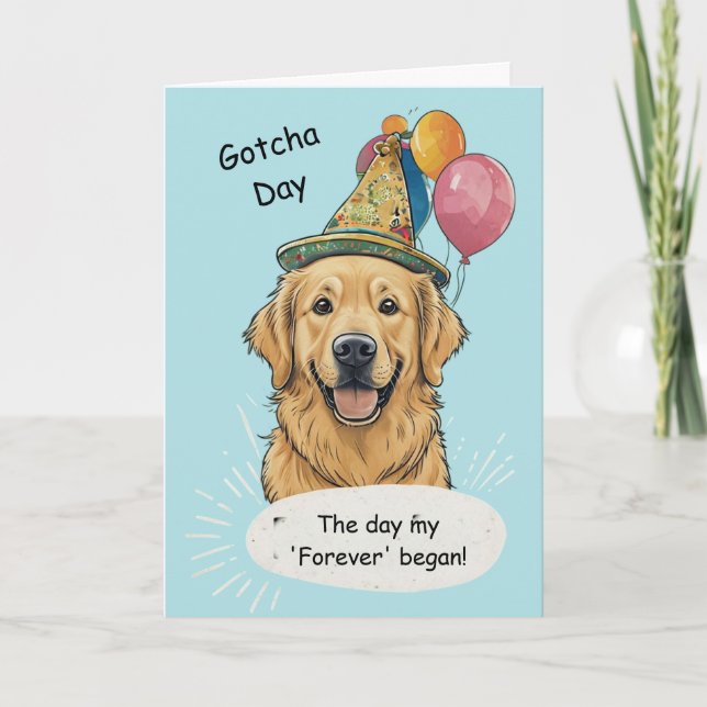 Carte Célébration du jour d'adoption du Golden Retriever (Devant)
