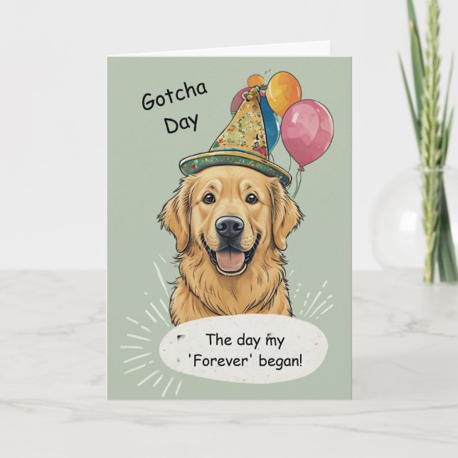 Carte Célébration du jour de Gotcha du Golden Retriever (Devant)