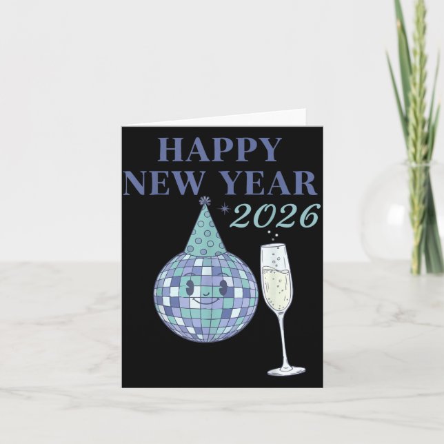 Carte Célébration du Nouvel An 2026 Boule Disco  (Devant)