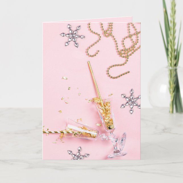 Carte Célébration élégante de Champagne rose et or (Devant)