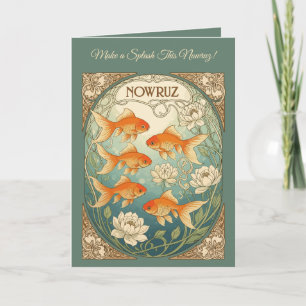 Carte Célébration élégante du poisson rouge de Nowruz
