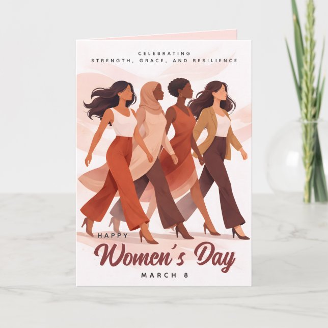Carte Célébration moderne de la Journée des femmes heure (Devant)