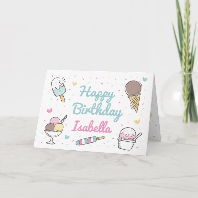 Carte Célébration Sucrée de Glace Joyeux Anniversaire (Devant)