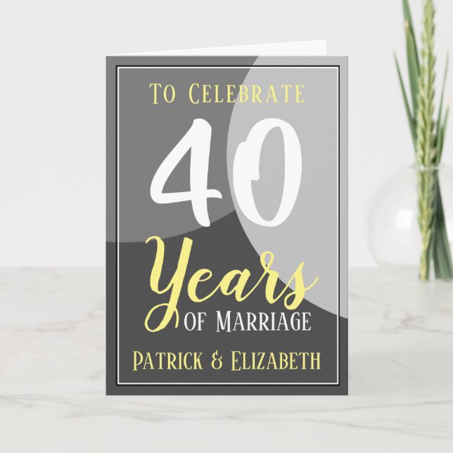 Carte Célébrer 40 ans de mariage (Devant)