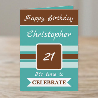 Carte Célébrer le 21e anniversaire marron