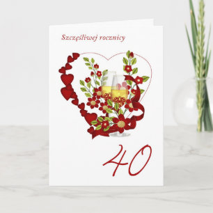 Carte Célébrer le 40e anniversaire de mariage avec du ch