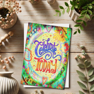 Carte Célébrez Aujourd'Hui Plutôt Floral tendance Jaune