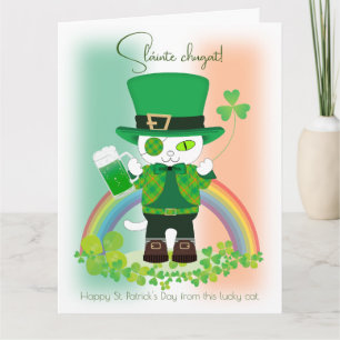Carte Célébrez la Saint-Patrick avec un Chat Chanceux