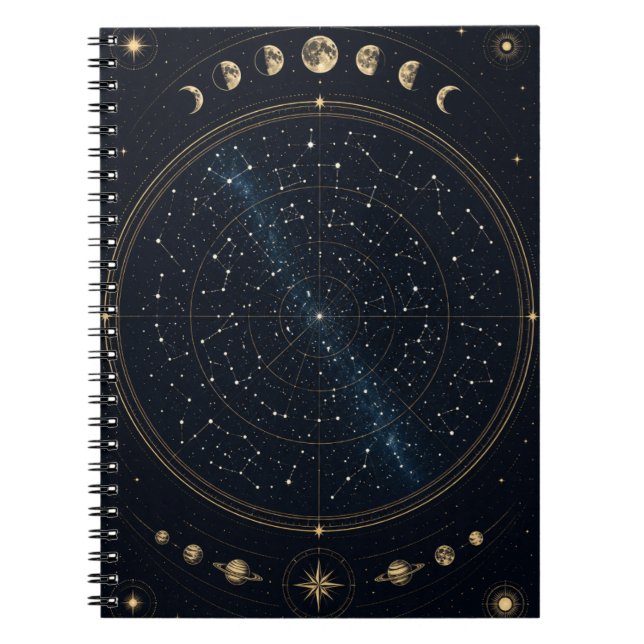Carte Céleste des Phases Lunaires Cahier Journal (Devant)