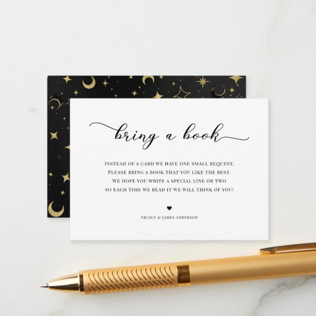 Carte Céleste pour Baby Shower 'Apportez un Livre' (Devant/Arrière en situation)