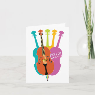 Carte Cello Hello Musical Instruments Colorful Note Card