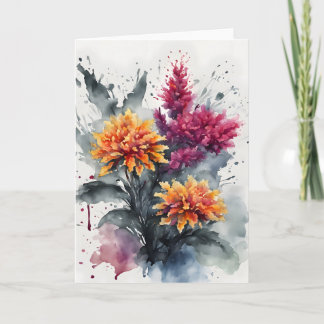 Carte Celosia - Watercolor flowers