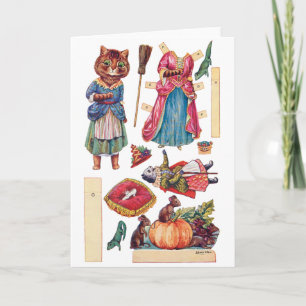 Carte Cendrillon, Poupée en papier, Louis Wain