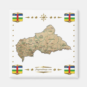 Carte Centrafrique + Magnet des drapeaux