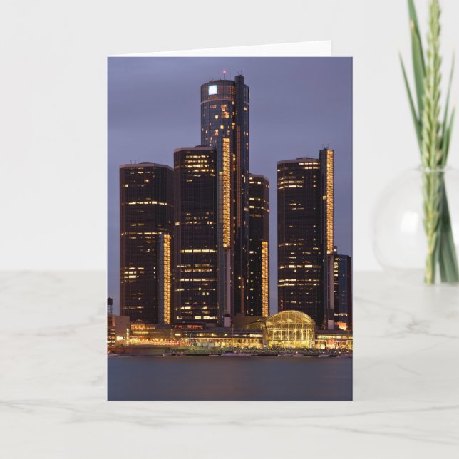 Carte Centre de la Renaissance de Detroit au crépuscule (Devant)