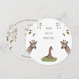 Carte (cercle) - Annonce Naissance Girafe