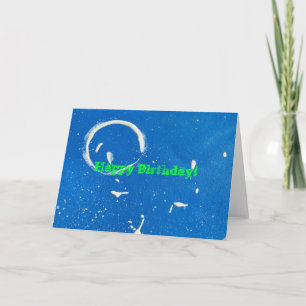 Carte Cercle blanc Abstrait sur bleu, Joyeux anniversair
