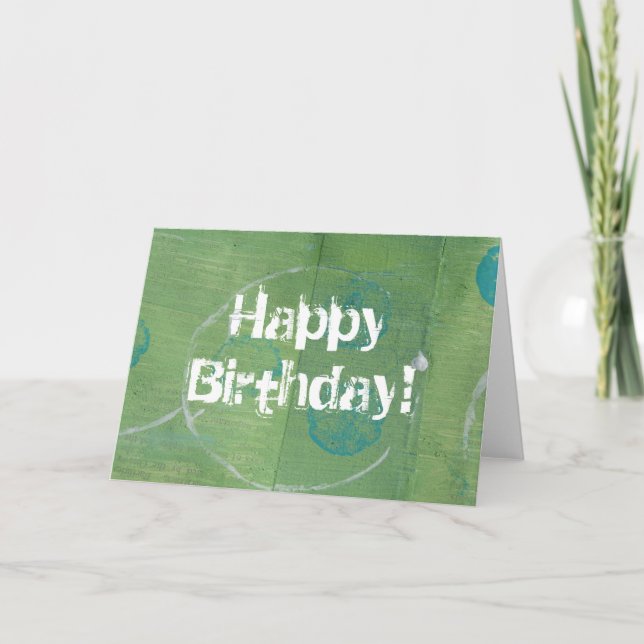 Carte Cercles Bleus sur Vert, Joyeux Anniversaire! (Devant)
