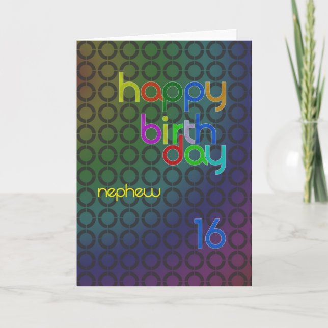 Carte Cercles d'anniversaire pour Nephew de 16 ans (Devant)