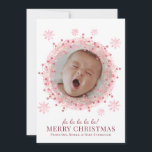 Carte Cérémonie photo de Noël pour bébé<br><div class="desc">Ajoutez votre cure photo bébé encadrée dans une carte de vacances à thème de fêtes de Noël. Couronne d'aquarelle rose et rouge. Supprimez simplement cette photo et téléchargez votre propre visage rapproché,  photo bébé. Il apparaîtra dans la couronne.</div>