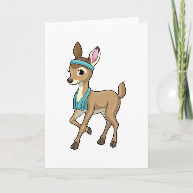 Carte Cerf à la gym avec serviette (Devant)
