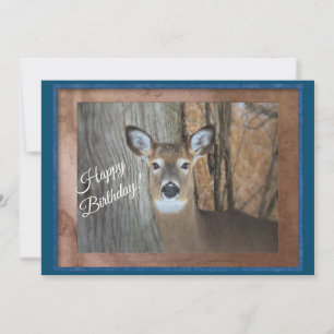 Carte Cerf à queue blanche Joyeux anniversaire